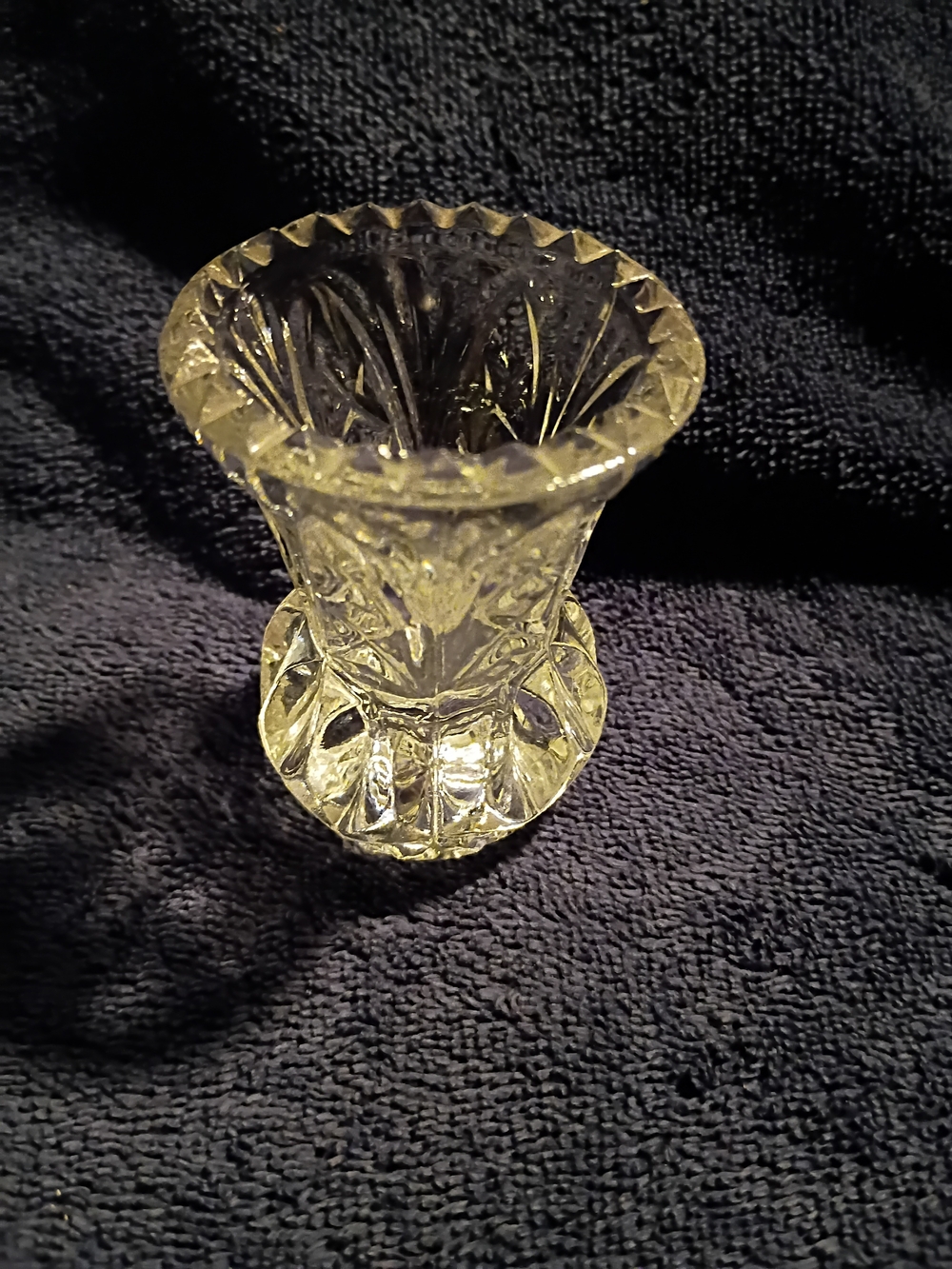 Cut Glass Bud Vase in Pale Yellow - Unbranded